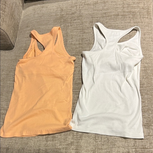 Women's Old Navy Racerback Tank Top Set - Neon Orange and White - Picture 2 of 4